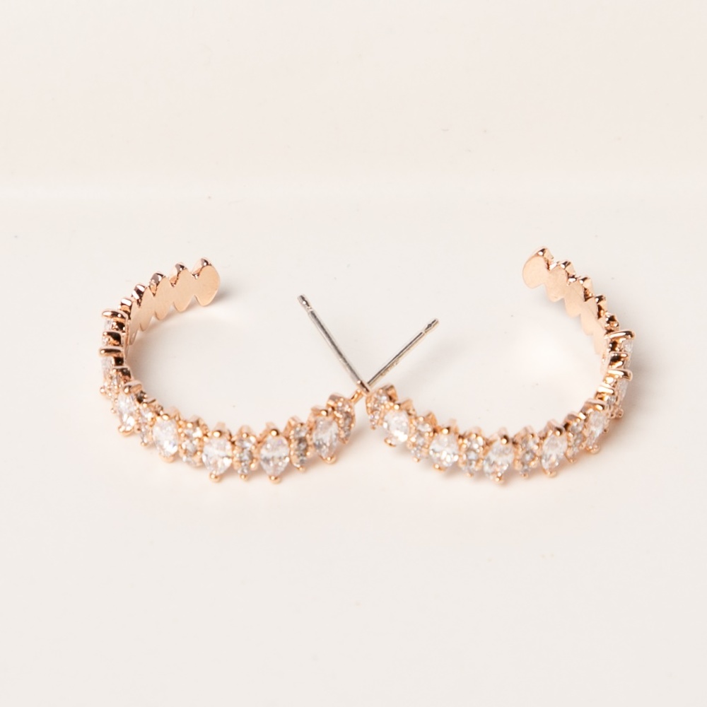 Cubic zirconia crystal hoops - Picture 6 of 8